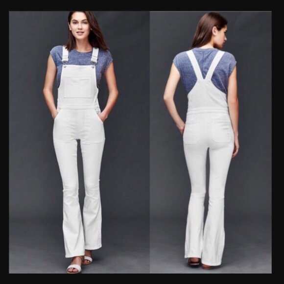 Gap Overalls Petite Bootcut Flare Stretch Cotton Edgy Tomboy Chic NEW Women's XS - Picture 1 of 15
